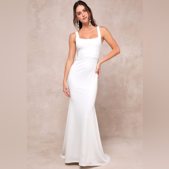 Lulus Loving Fate White Bow Square Neck Backless Maxi Dress - Picture 3 of 12
